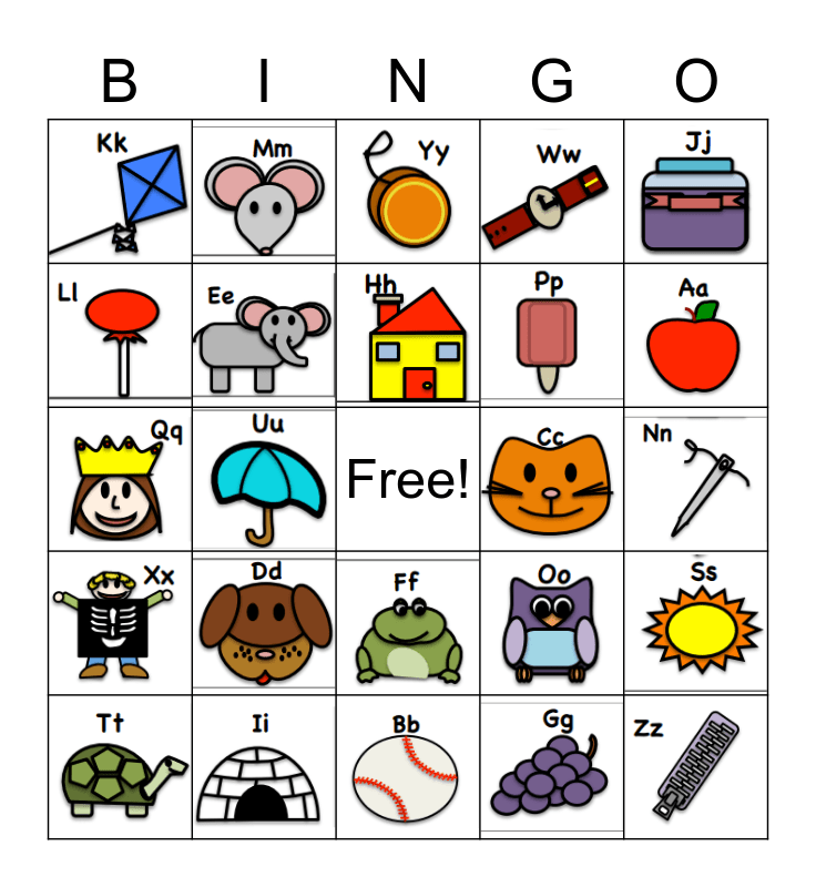 Letter Sound Bingo Card