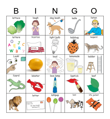 L Bingo Card