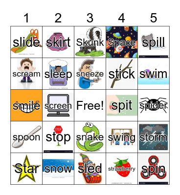 S letter blend bingo Card