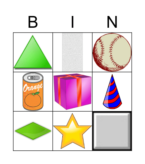 2D and 3D Shape Bingo Card