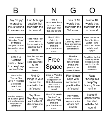 Speech BINGO! Bingo Card