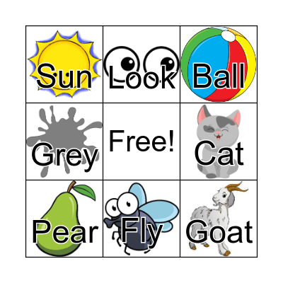 Rhyming Bingo Card