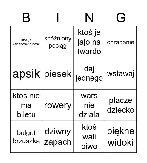 Pkp bingo Card