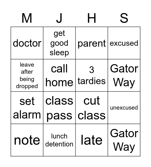 Attendance 101 Bingo Card
