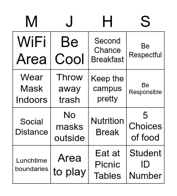 Eating At Marsh Bingo Card