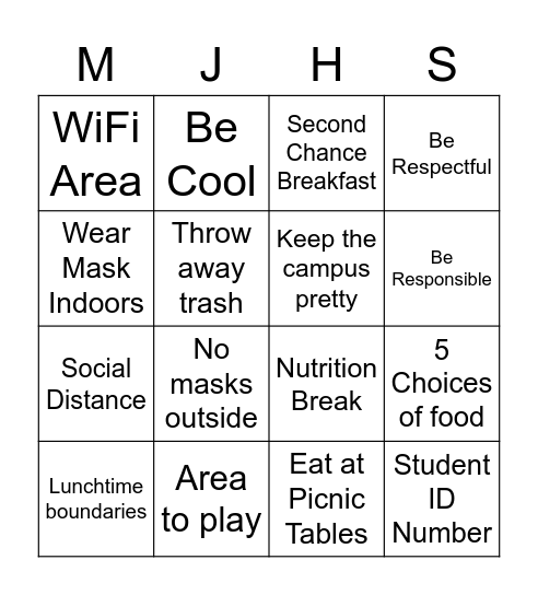 Eating At Marsh Bingo Card