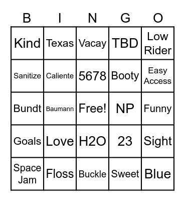 Bride Bingo Card