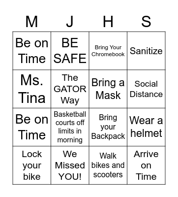 Leaving and Entering Marsh Bingo Card