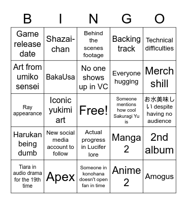 Lapilai 1st orchestra bingo Card