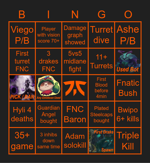 FNC vs Vit game 1 Bingo Card