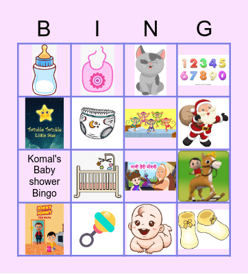 Komal's Baby shower Bingo Card