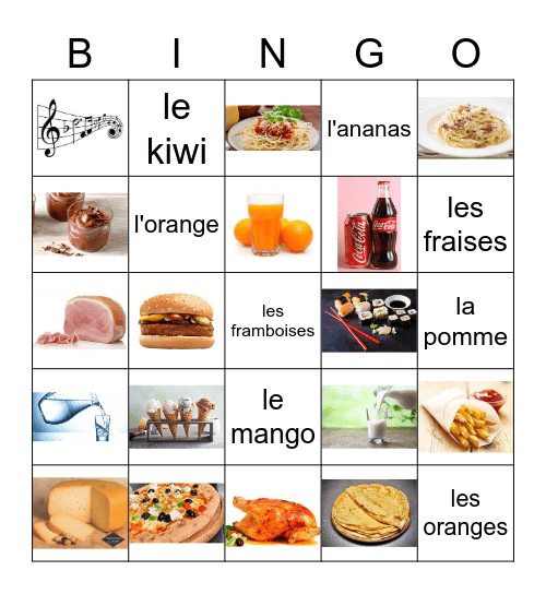 La nourriture et les boissons Bingo Card