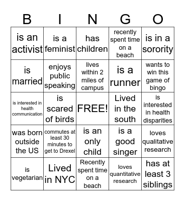 HUMAN BINGO Card