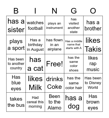 Find someone who Bingo Card