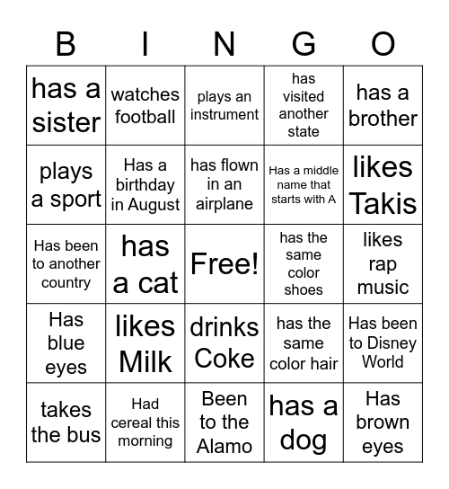 Find someone who Bingo Card