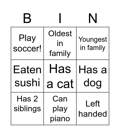 Koinania Bingo Card