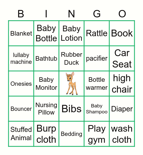 Baby Bingo Card