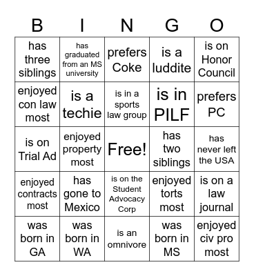 Find Someone who Bingo Card