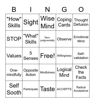 DBT! Bingo Card