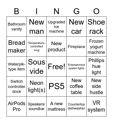Alfredo’s Purchases Bingo Card