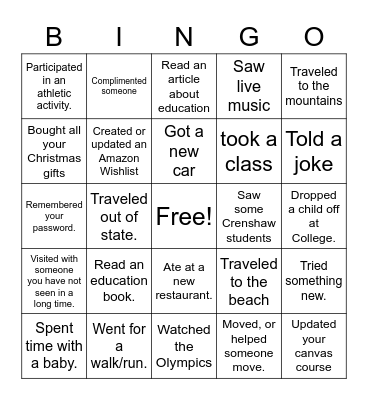 Back to School Bingo for Teachers Bingo Card