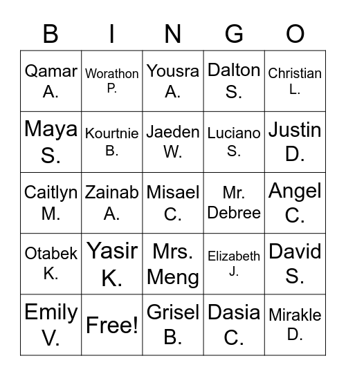 Hi My Name is... Debree Core 9 Bingo Card