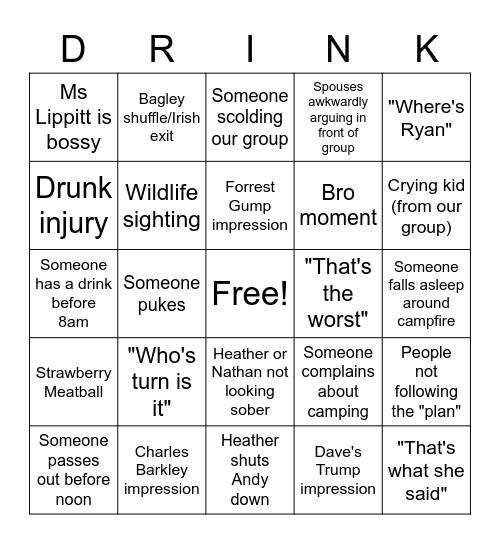 PENINSULA STATE PARK CAMPING 2021 Bingo Card