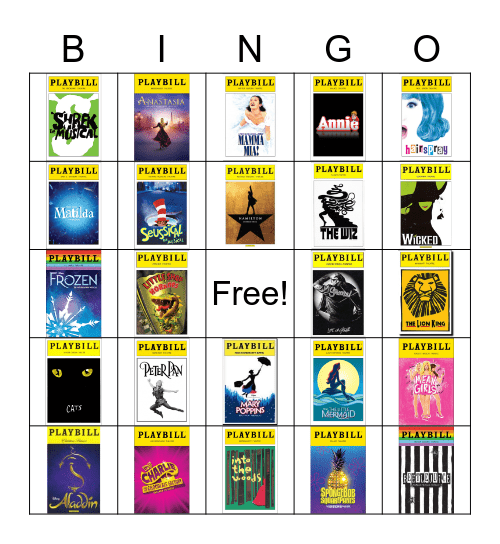 Broadway Bingo Card