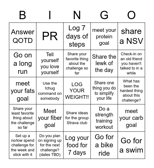 Week 7 (Final) Bingo Card