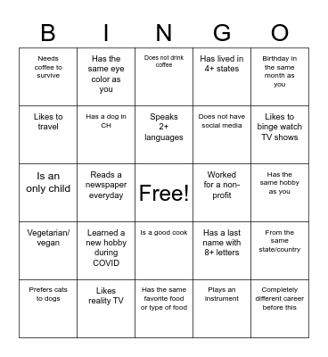 HPM Human Bingo Card