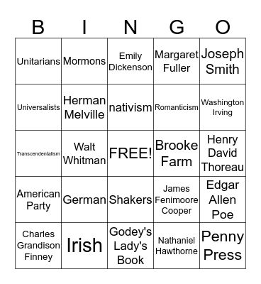 A Changing Culture Bingo Card