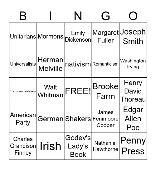 A Changing Culture Bingo Card
