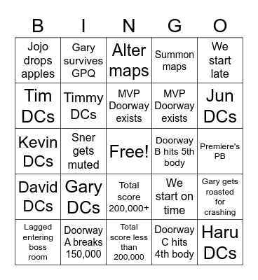 Premiere GPQ Bingo Card