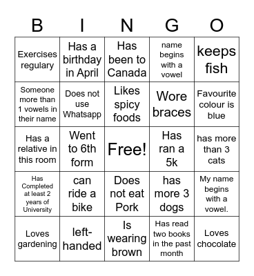 18-25 People Bingo! Bingo Card