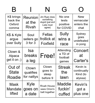 2021-2022 School Year Bingo Card