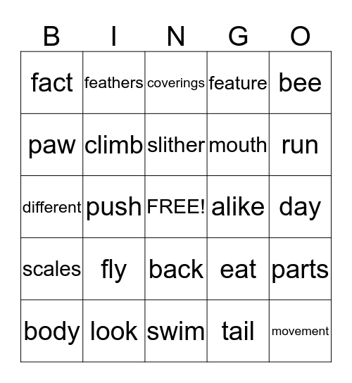 Unit 1.5 Vocabulary Bingo Card