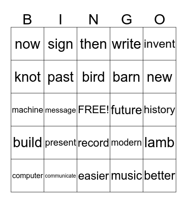 Unit 1.7 Vocabulary Bingo Card