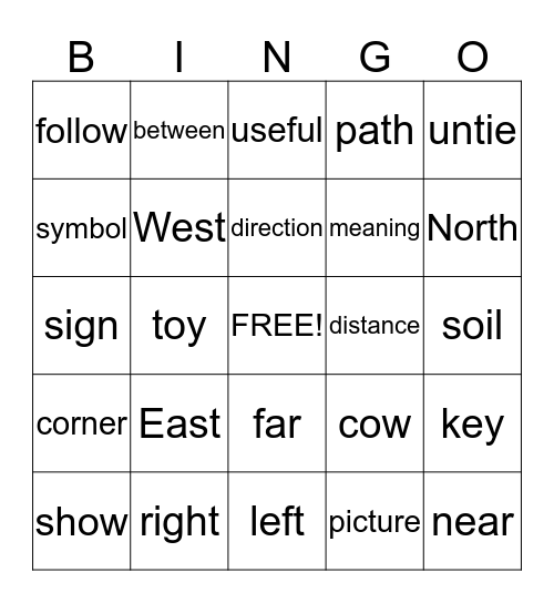 Unit 1.8 Vocabulary Bingo Card
