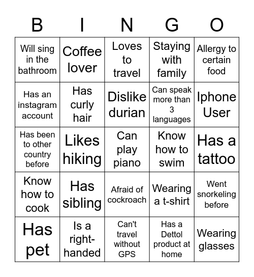 ICE BREAKING BINGO Card