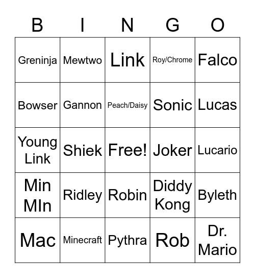 Smashes Bingo Card