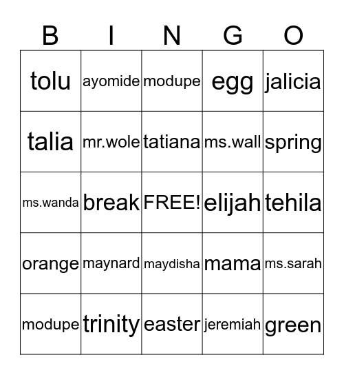 Bingo Card