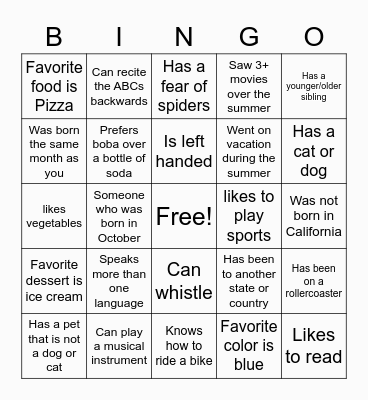 3C Get to Know You Bingo Card