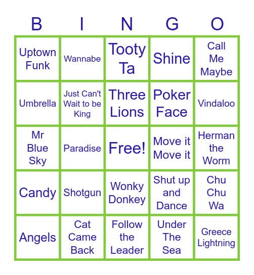 Freedom Music Bingo! Bingo Card