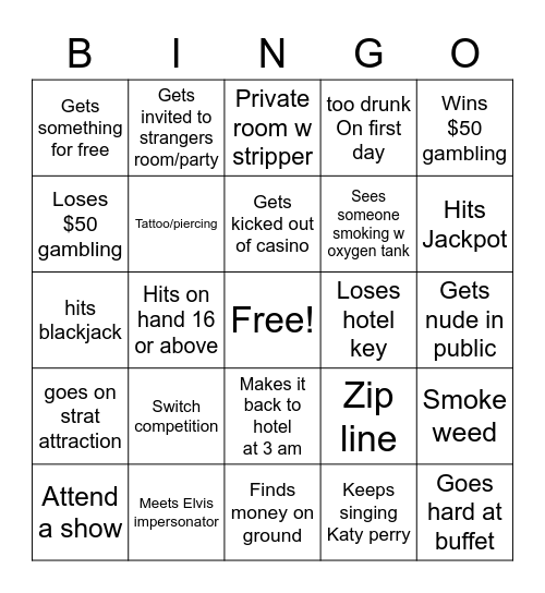 Vegas bingo ! Bingo Card