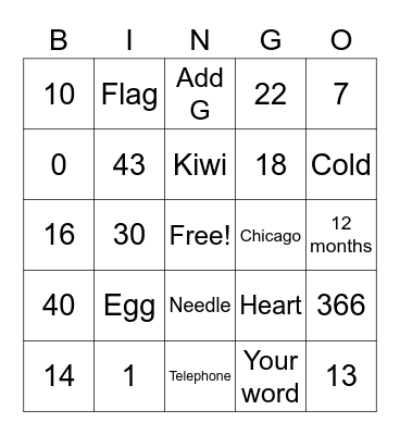 Bingo Time! Bingo Card