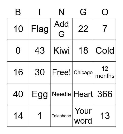 Bingo Time! Bingo Card