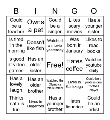Find someone who... Bingo Card