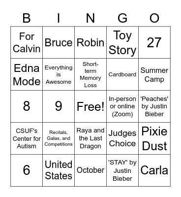 No Limits Bingo Card