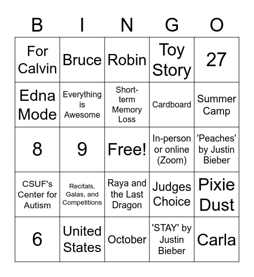 No Limits Bingo Card