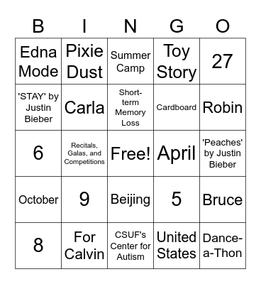 No Limits Bingo Card